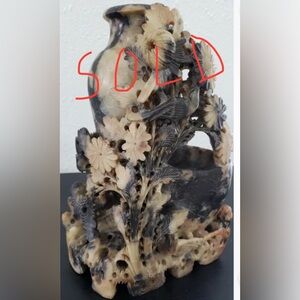 SOLD SOLD SOLD Carved Flower Bird Double Vase Jade/Soapstone/Other I'm Unsure